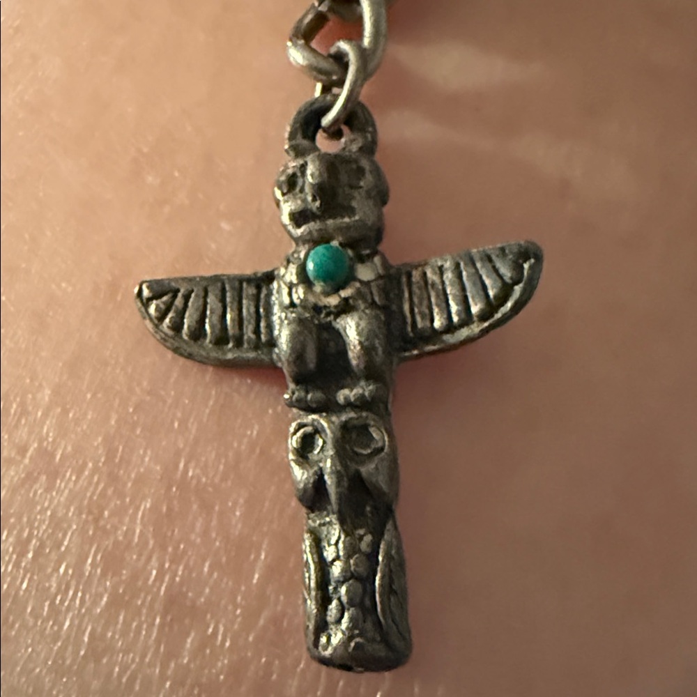 Antique 1” Totem Pendant with Turquoise Accent free bracelet